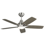 Lowden 44 inch Ceiling Fan with Light - Brushed Steel / Silver / Lt Grey Weather Oak / Frosted