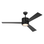 Vision 3 Blade Ceiling Fan with Light - Midnight Black / Matte White