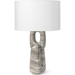 Arwen Table Lamp - Grey and Cream / White Linen