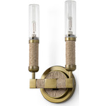 Carolina Outdoor Round Wall Sconce - Brass / Rattan