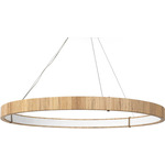 Gibson Chandelier - Antique Brass / Natural Rattan