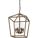 Hollister Outdoor Chandelier - Light Bronze / Rattan