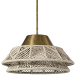 Salerno Outdoor Short Pendant - Antique Brass / Oatmeal