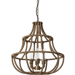 Yvette Outdoor Chandelier - Light Bronze / Rattan