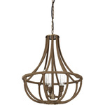 Yvette Outdoor Chandelier - Light Bronze / Rattan