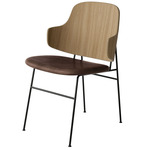 Penguin Upholstered Dining Chair - Black / Natural Oak / Dakar Brown Leather