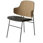 Penguin Upholstered Dining Chair - Black / Natural Oak / Dakar Black Leather