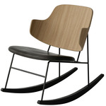 Penguin Upholstered Rocking Chair - Black / Natural Oak / Dakar Black Leather