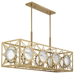 Balfour Linear Chandelier - Warm Brass / Clear Water