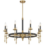 Consulate Chandelier - Matte Black / Warm Brass