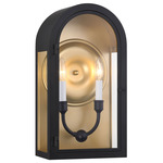 Grotto Outdoor Wall Light - Matte Black / Vintage Gold / Clear