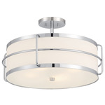 Chauncey Ceiling Semi Flush Light - Chrome / White