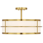 Chauncey Ceiling Semi Flush Light - Warm Brass / White