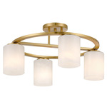 Herron Ceiling Semi Flush Light - Warm Brass / White Strie