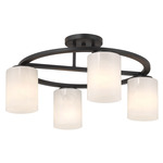 Herron Ceiling Semi Flush Light - Matte Black / White Strie