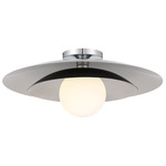 Sherrer Flush Ceiling Light - Chrome / White Opal