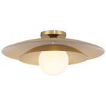 Sherrer Flush Ceiling Light - Warm Brass / White Opal