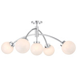 Redfield Semi Flush Ceiling Light - Chrome / White Strie