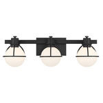 Pierce Bathroom Vanity Light - Matte Black / Opal