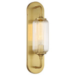 Holton Wall Sconce - Warm Brass / Clear Ribbed