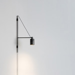 Can Plug-In Swing Arm Wall Light - Black