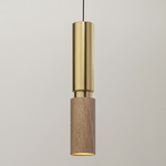 Amelia Pendant - Brass / Natural Oak