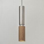 Amelia Pendant - Nickel / Natural Oak