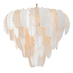 Saint Lucia Chandelier - Antique Brass / Clear / White
