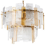 Cassiano Chandelier - Antique Brass / Textured Glass