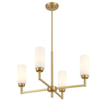 M100129 Chandelier - Natural Brass / White