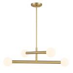 M100133 Chandelier - Natural Brass / White