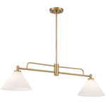 M100136 Linear Island Pendant - Natural Brass / White