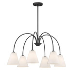 M100138 Chandelier - Matte Black / White Linen