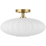 M60075 Semi-Flush Ceiling Light - Natural Brass / White