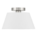 M60077 Semi-Flush Ceiling Light - Brushed Nickel / White Linen