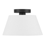 M60077 Semi-Flush Ceiling Light - Matte Black / White Linen