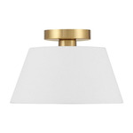 M60077 Semi-Flush Ceiling Light - Natural Brass / White Linen