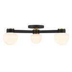 M60079 Semi-Flush Ceiling Light - Mate Black / Natural Brass / White