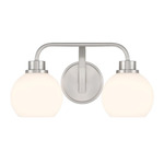 Curved Arm Bathroom Vanity Light - Brushed Nickel / White