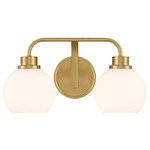 Curved Arm Bathroom Vanity Light - Natural Brass / White
