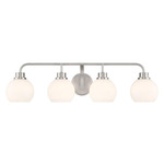 Curved Arm Bathroom Vanity Light - Brushed Nickel / White