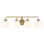 Curved Arm Bathroom Vanity Light - Natural Brass / White