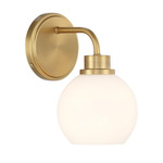 M90112 Wall Sconce - Natural Brass / White