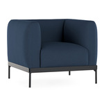 Asia Armchair - Black / Cotone Plain Blue