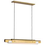 Ambrose Linear Chandelier - Hand Rubbed Antique Brass / White
