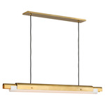 Ambrose Linear Chandelier - Hand Rubbed Antique Brass / White