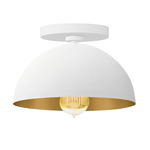 Elias Semi Flush Ceiling Light - Matte White / Champagne Gold