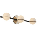 Fusion Centric Bathroom Vanity Light - Brass / Black / Opal