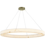 LumenAria Medley Ring Pendant - Brushed Brass / Faux Alabaster