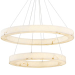 LumenAria Medley Two Tier Ring Pendant - Brushed Brass / Faux Alabaster